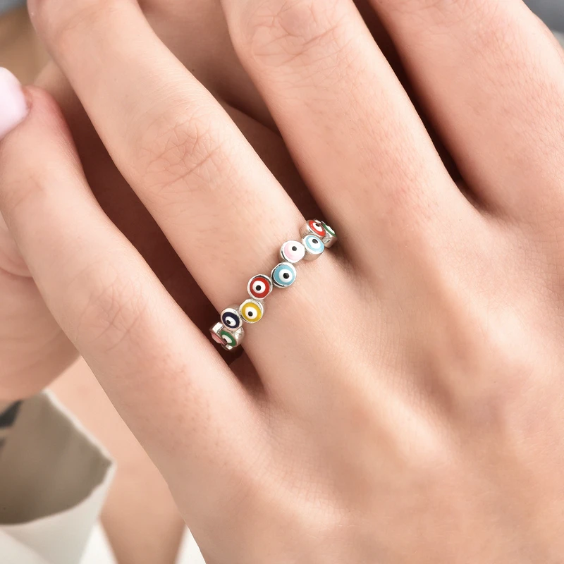 Multicolor Enamel Eternity Band