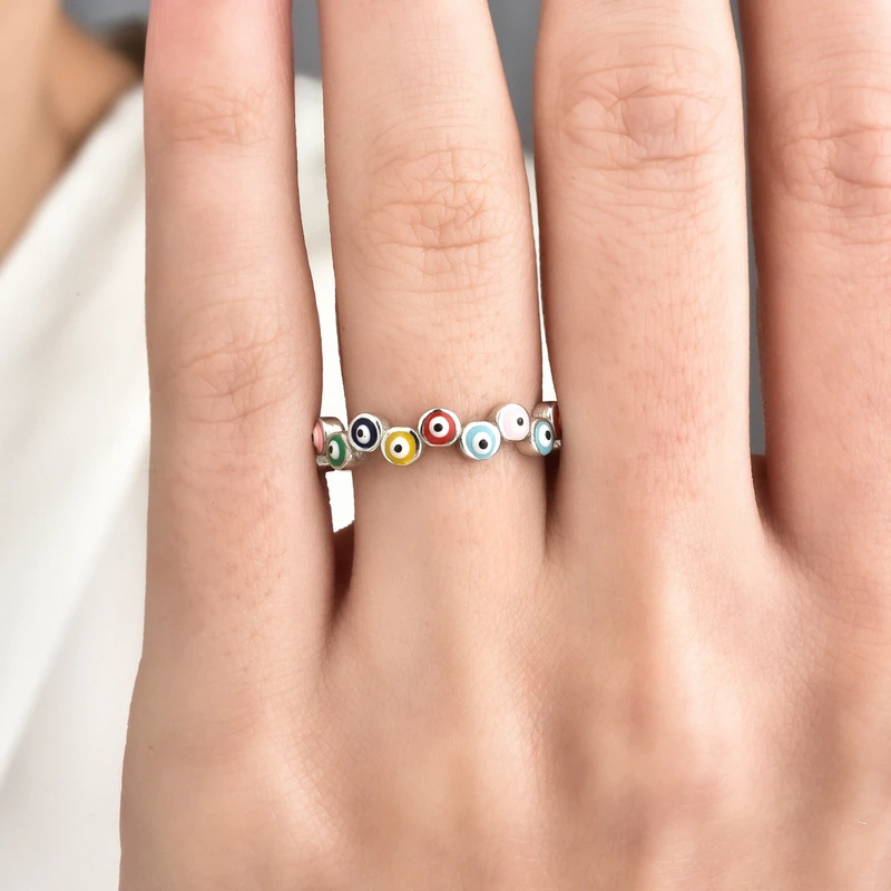 Multicolor Enamel Eternity Band