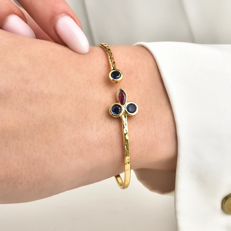 Gold Plated Open Cuff Brass Bracelet