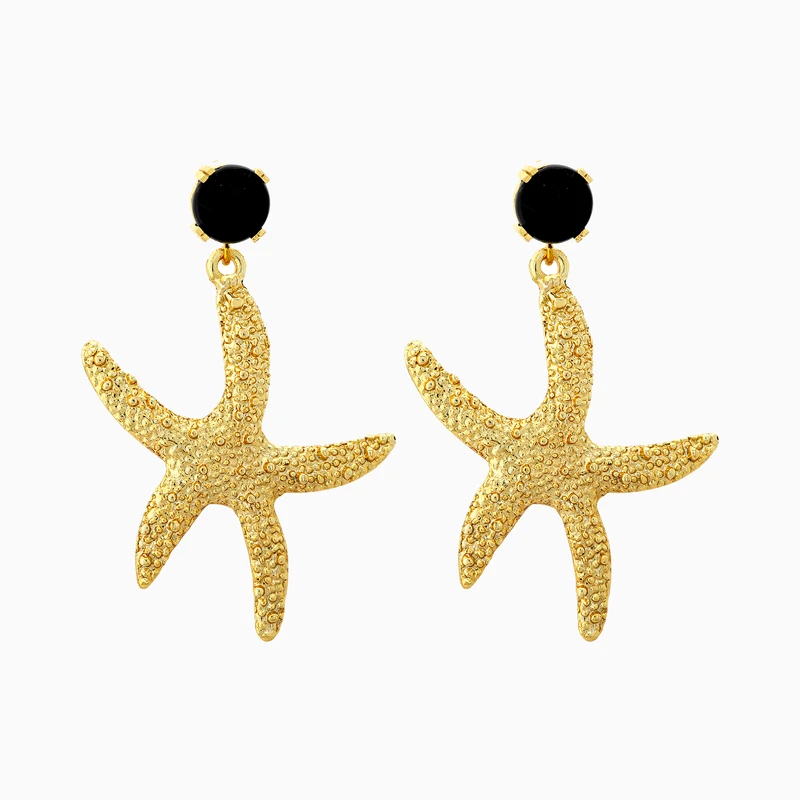 Onyx Stone Starfish Dangle Earring Image 1