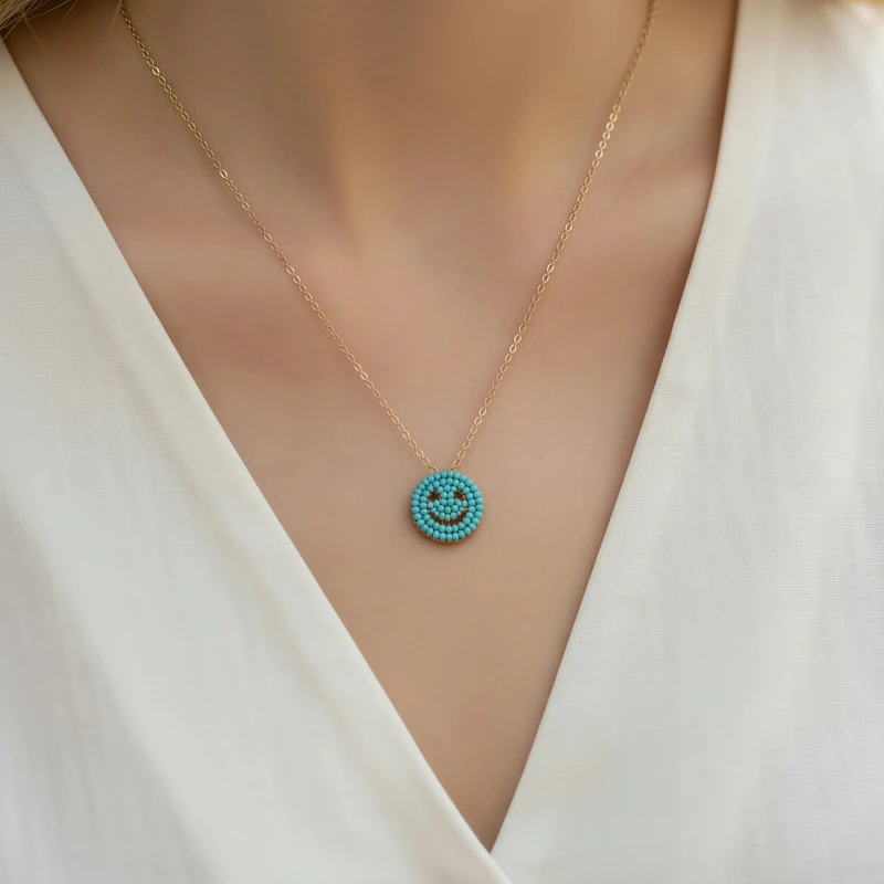 Happy Face" emoji-inspired Necklace Image 2