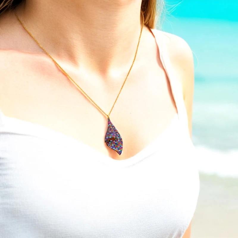 Multicolor Pave Necklace  Sea ​​Mountain Image 2