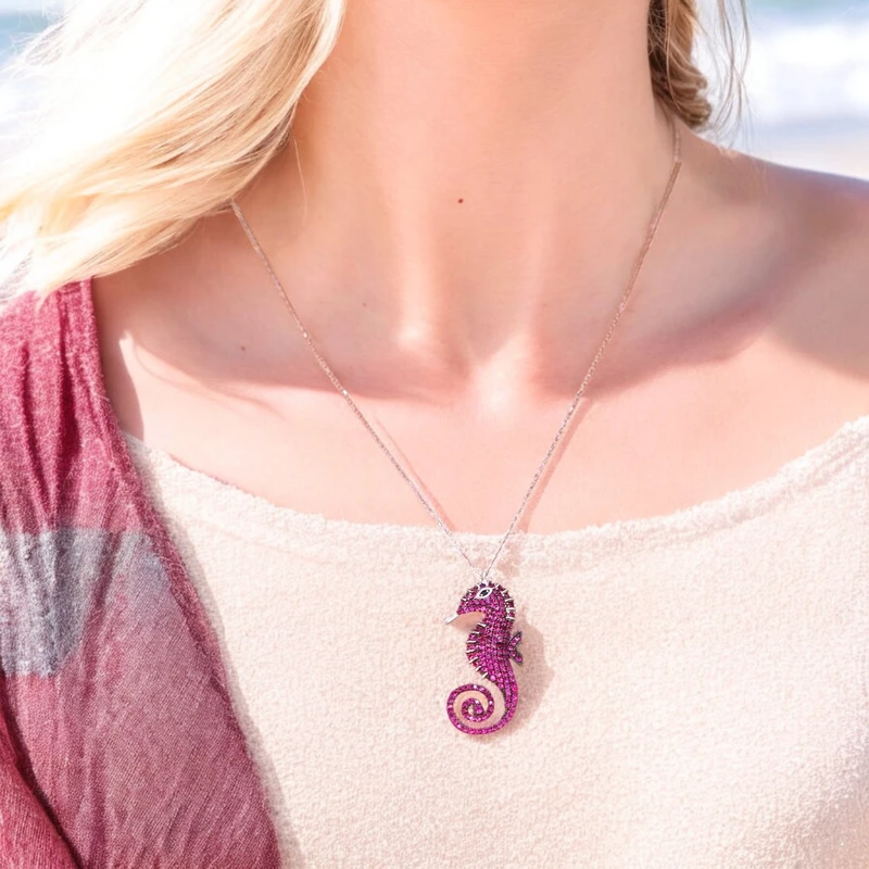 Aura Leaf Rainbow Pavé Necklace Image 2