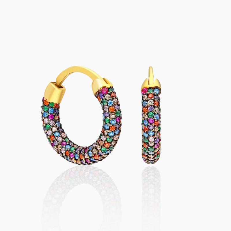 Multi Color Daily Wear Huggie Hoop Image 1