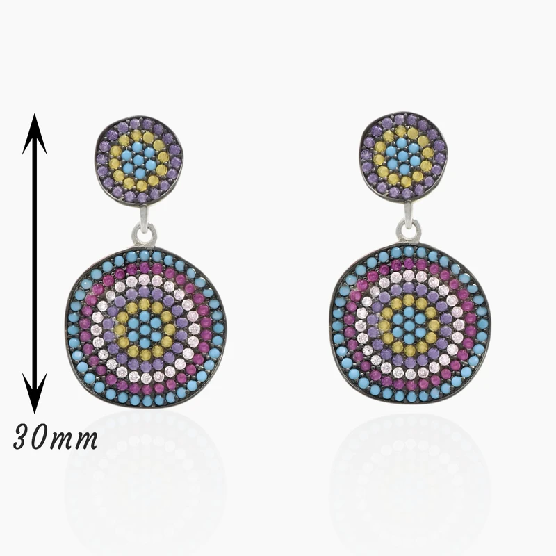 Rainbow Evil Eye Dangle Earring Image 2
