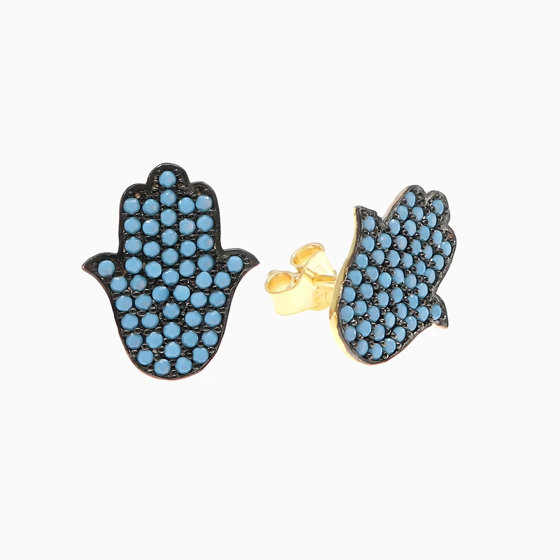 Hamsa Stud Earring Nano Turquoise