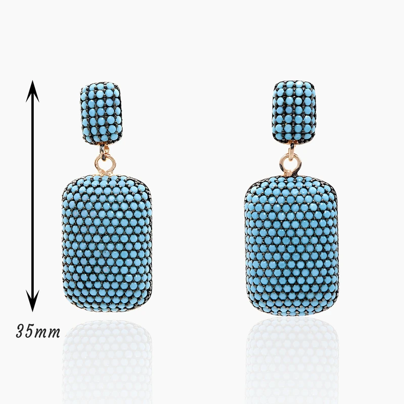 Full Pave Turquoise Dangle Earring Image 2