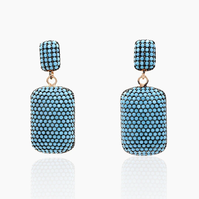 Full Pave Turquoise Dangle Earring Image 1