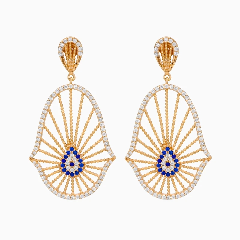 Sun And Evil Eye Dangle Earring Image 1