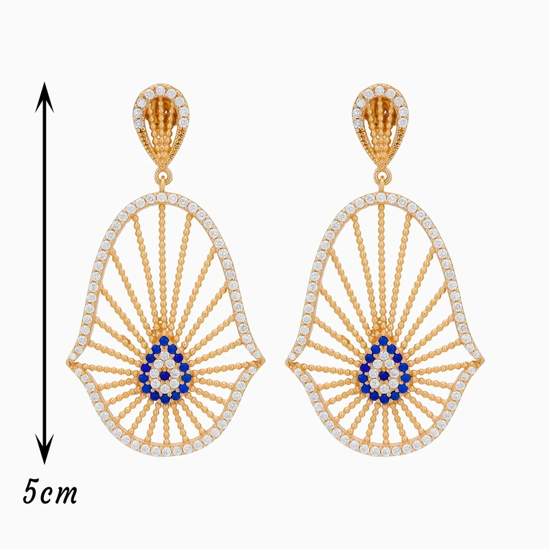 Sun And Evil Eye Dangle Earring Image 2