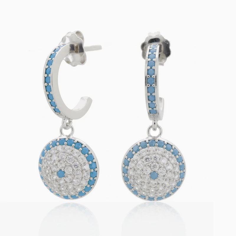 Minimal Evil Eye Dangle Earring Image 1