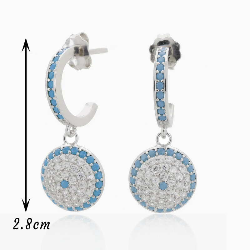 Minimal Evil Eye Dangle Earring Image 2