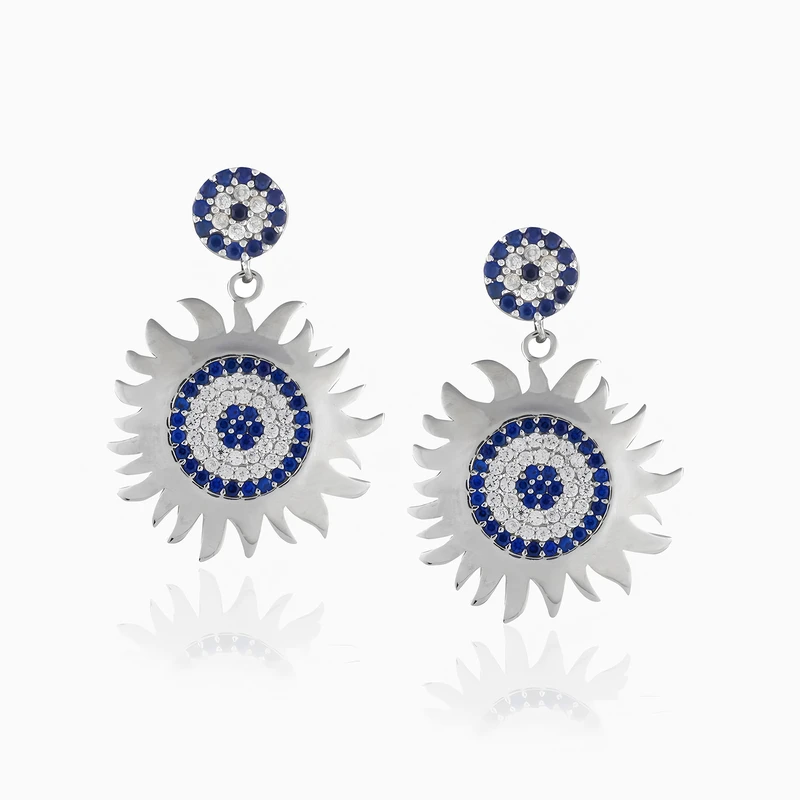 Round Sun And Evil Eye Dangle Image 1
