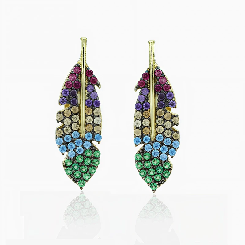 Rainbow Leaf Stud Earring Image 1
