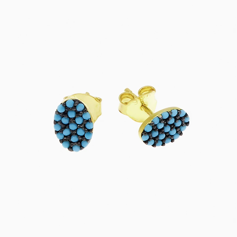Minimal Oval Turquoise Stud Image 1