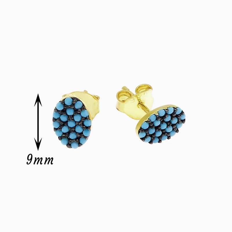 Minimal Oval Turquoise Stud Image 2