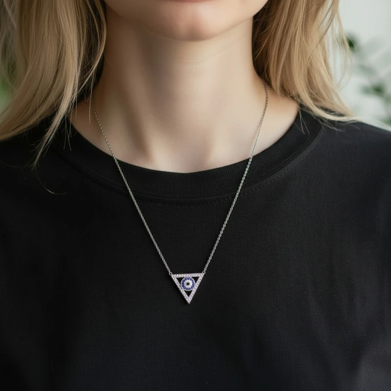 Evil Eye Triangle Necklace Image 2